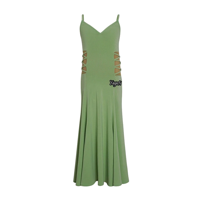 

Ballroom Dance Dress Girls Sling Halter Waltz Dresses Spanish Flamenco Outfit Children Standard Dancing Practice Wear