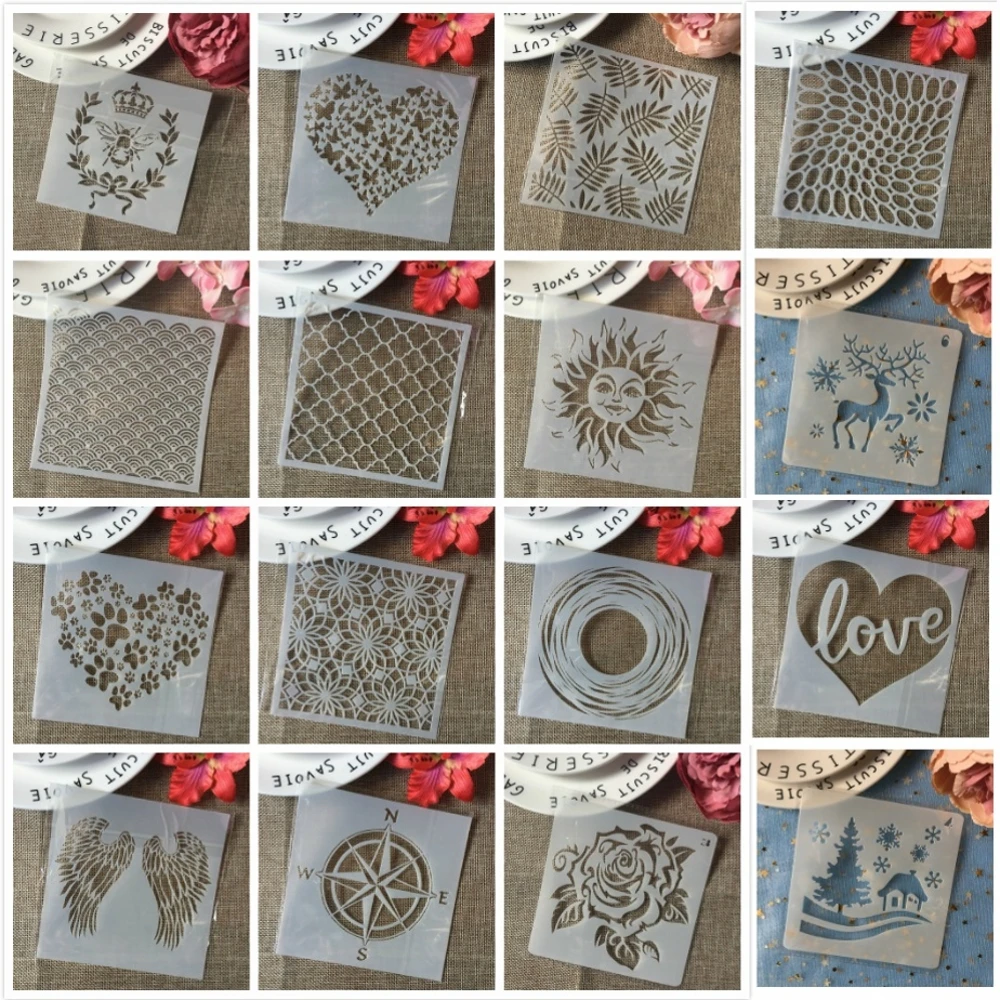 

2019 Annual Top 10 Best Selling 13*13cm DIY Layering Stencils Wall Painting Scrapbooking Stamping Embossing Album Card Template