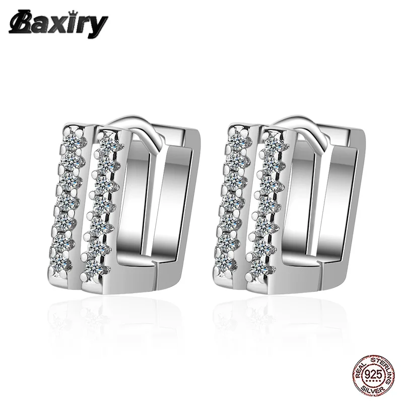 

100% 925 Sterling Silver Hoop Earrings For Women 2021 Luxury Cute Fashion Jewelry Original Designer Crystals Rose Gold Earring