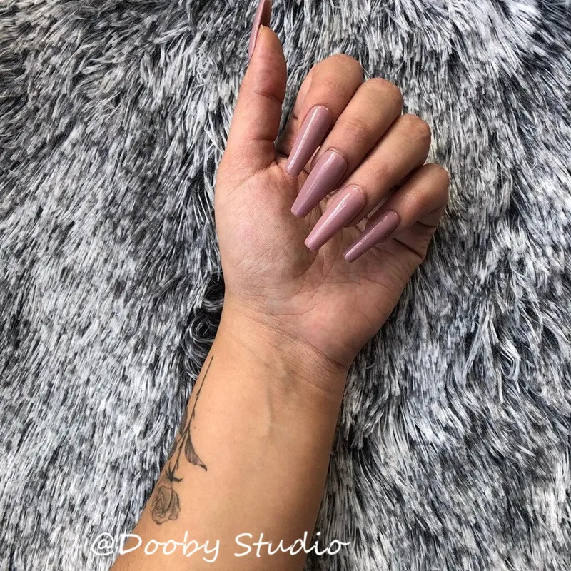 

Colored Ballerina Super Long Press On Fake Nails Impress Coffin Designer False Nails With Glue Sticker Artificial Faux Ongles