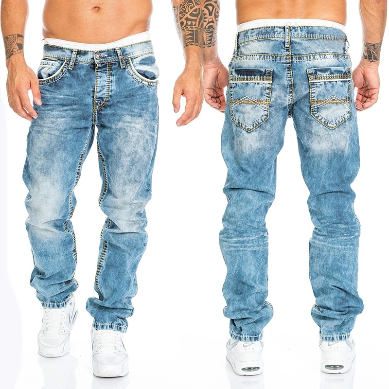 

Straight jeans men 2021 Casual fashion Streetwear Hip hop Jeans trousers Mens Spring Autumn baggy jeans male
