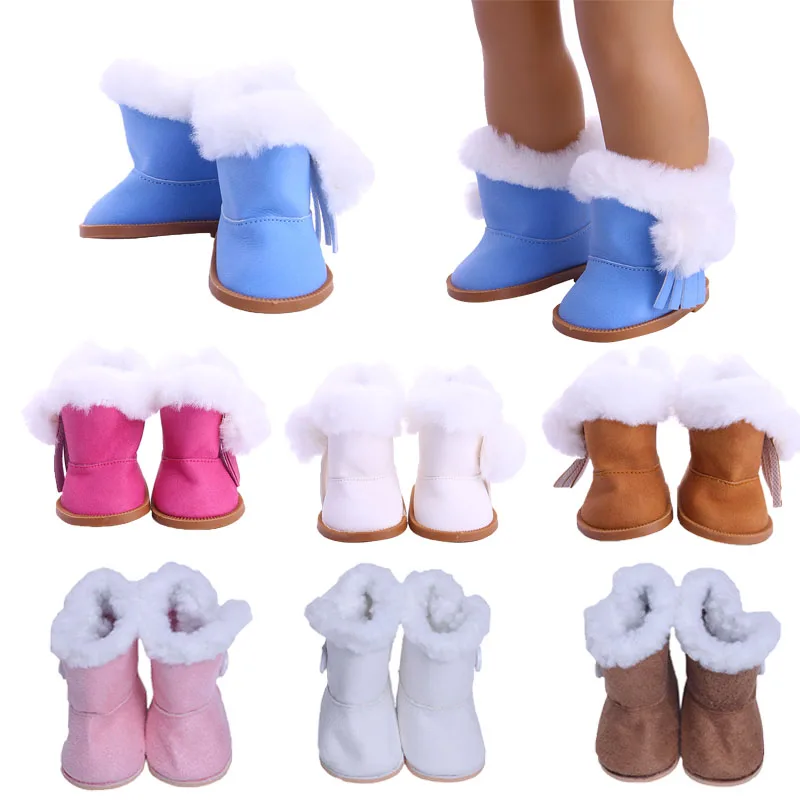 Doll Shoes Winter Boots With Fleece Inside For 18Inch Baby &43Cm Girl Doll Born American Multicolor  Accessories Christmas Gift