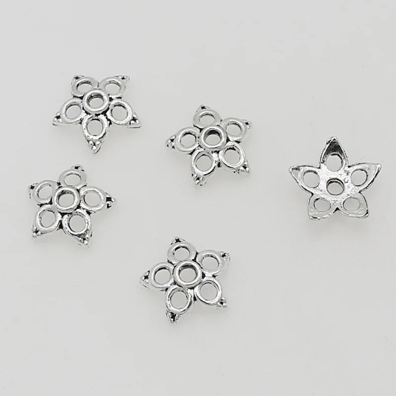 

50pcs/lot Pretty Hollow Out Flower Bead Caps Receptacle 13mm Handmade Beads Spacer End Caps DIY Jewelry Zinc Alloy Accessories