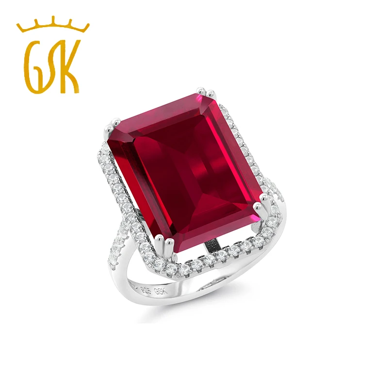 Женское кольцо для помолвки из стерлингового серебра 925 пробы с красным Рубином (1