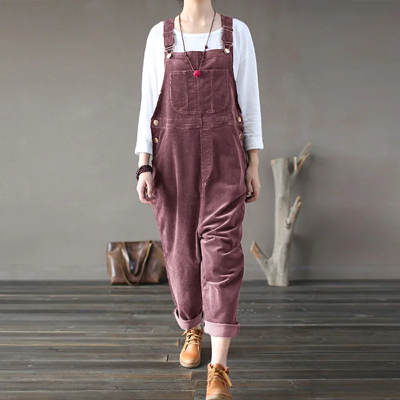 

Corduroy popular solid color leisure long Suspenders