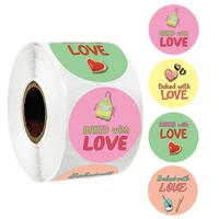 500pcs stickers for kids baked with love colorful cute sticker for festival wedding baking food labels 1 waterproof seal label