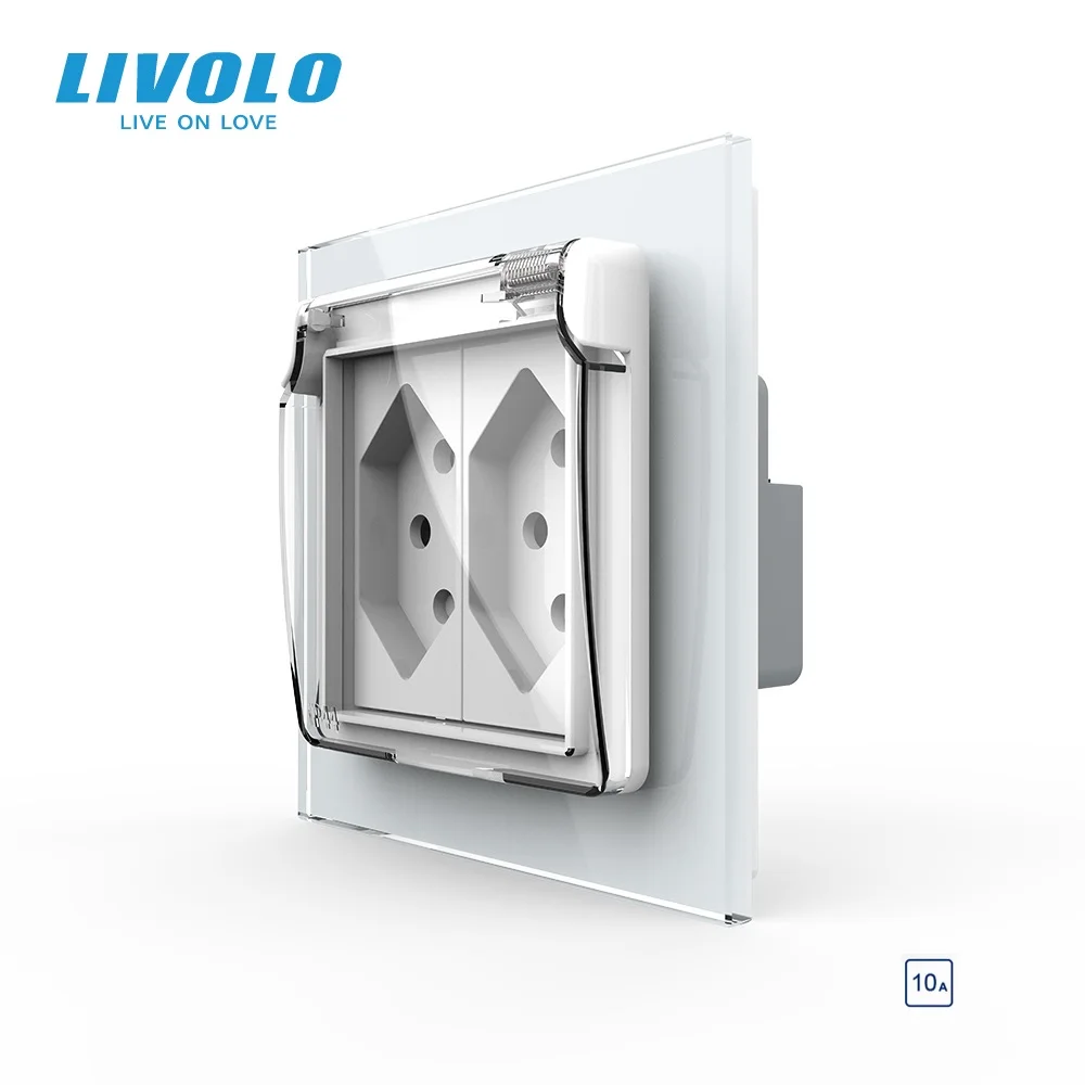 

New Livolo EU Standard Double Switzerland10A Power Wall Socket with the Waterproof Cover VL-C7-C2CHWF-11