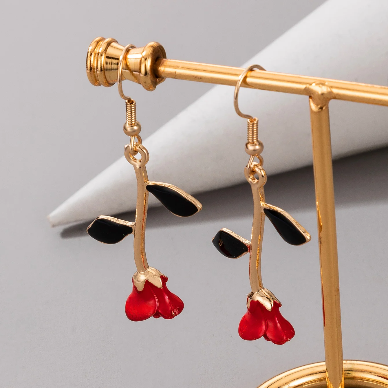 

docona Bohemia Dripping Oil Rose Flower Drop Earrings for Women Geometric Gem Dangle Earring Ladies Wedding Jewelry 16630