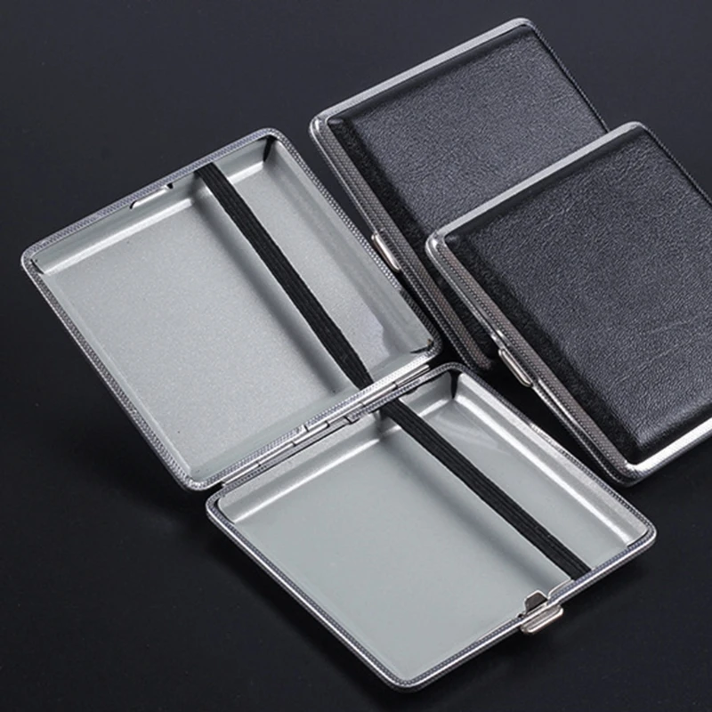 

Retro Metal Cigarette Empty Case Rubber Band Opening Box for Long Cigarettes Pocket Credit Card Holder Security Wallets