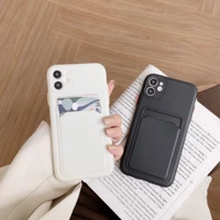 soft silicone card phone case for iphone 13 12 11 pro max xs xr se 2020 7 8 plus cover full camera case bumper pocket tpu capa