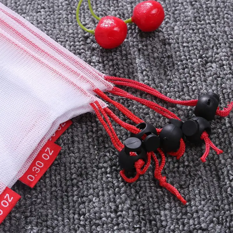 

15Pcs Reusable Mesh Produce Bags Washable Drawstring Pouch Net Bag For Grocery Shopping Kitchen Storage Fruit Vegetable Sundries