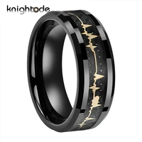 8mm ekg heartbeat wedding ring blackgoldsilvery tungsten carbide ring for men women polishing beveled edges comfort fit