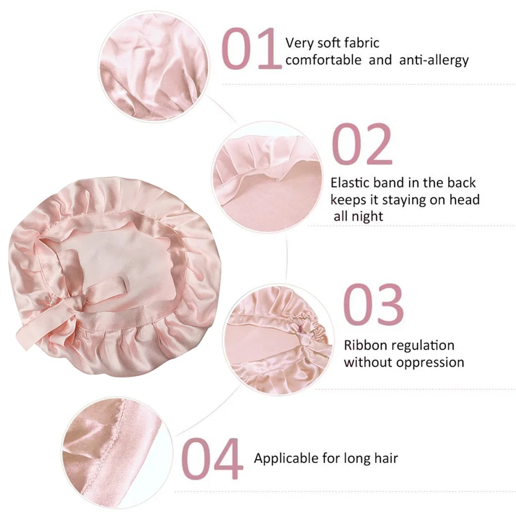 

Mulberry Silk Nightcap Sleeping Cap Pure Silk Hair Wrap Adjustable Elastic Band Sleeping Beanie Prevent Messy Bathroom Supply