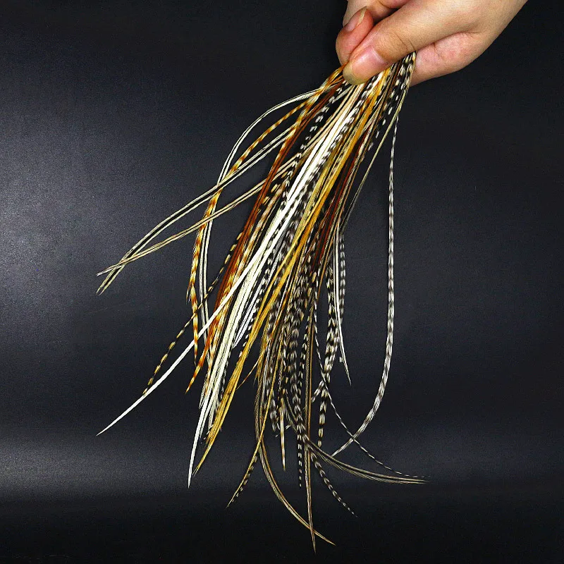 Королевская Sissi 20 перьев Подлинная смесь натурального цвета для вязания мушек седло для петуха перо 6-9 дюймов длинные тонкие вязальные перь... от AliExpress WW