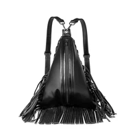 womens backpack pu leather handbag 2021 female shopper fashion european and american punk style tassel large capacity schoolbag