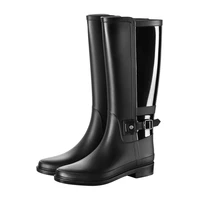 high stylish rain boots women motorcycle snow plastic waterproof buckle