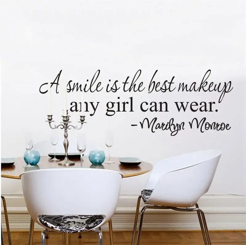 A Smile Is The Best Makeup Marilyn Monroe вдохновляющие настенные наклейки с цитатами домашний
