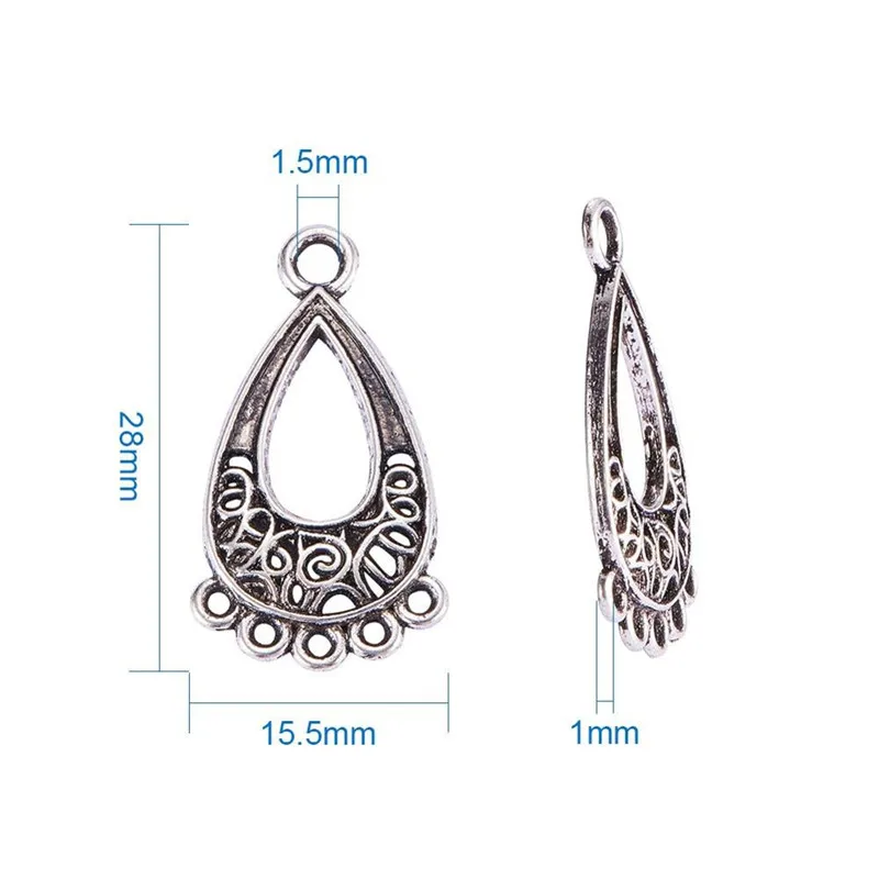 28x15.5x1mm 20 шт Античная Серебряная шляпа/цветок/луна-образный Тибетский Стиль Люстра компоненты звенья соединители для DIY серьги ожерелье изготовление - Цвет: 28x15.5x1mm