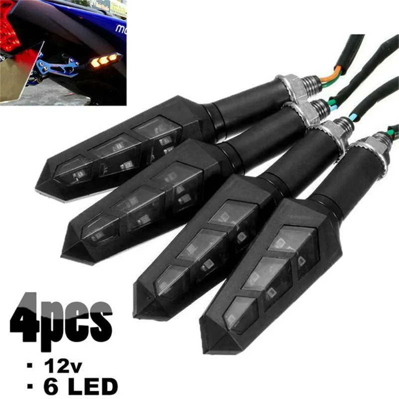 

4pcs 6 LED Motorcycle Turn Signal Light Flashing Motorbike Indicator Blinker Moto Waterproof Tail Lights Signal Lamp 12V
