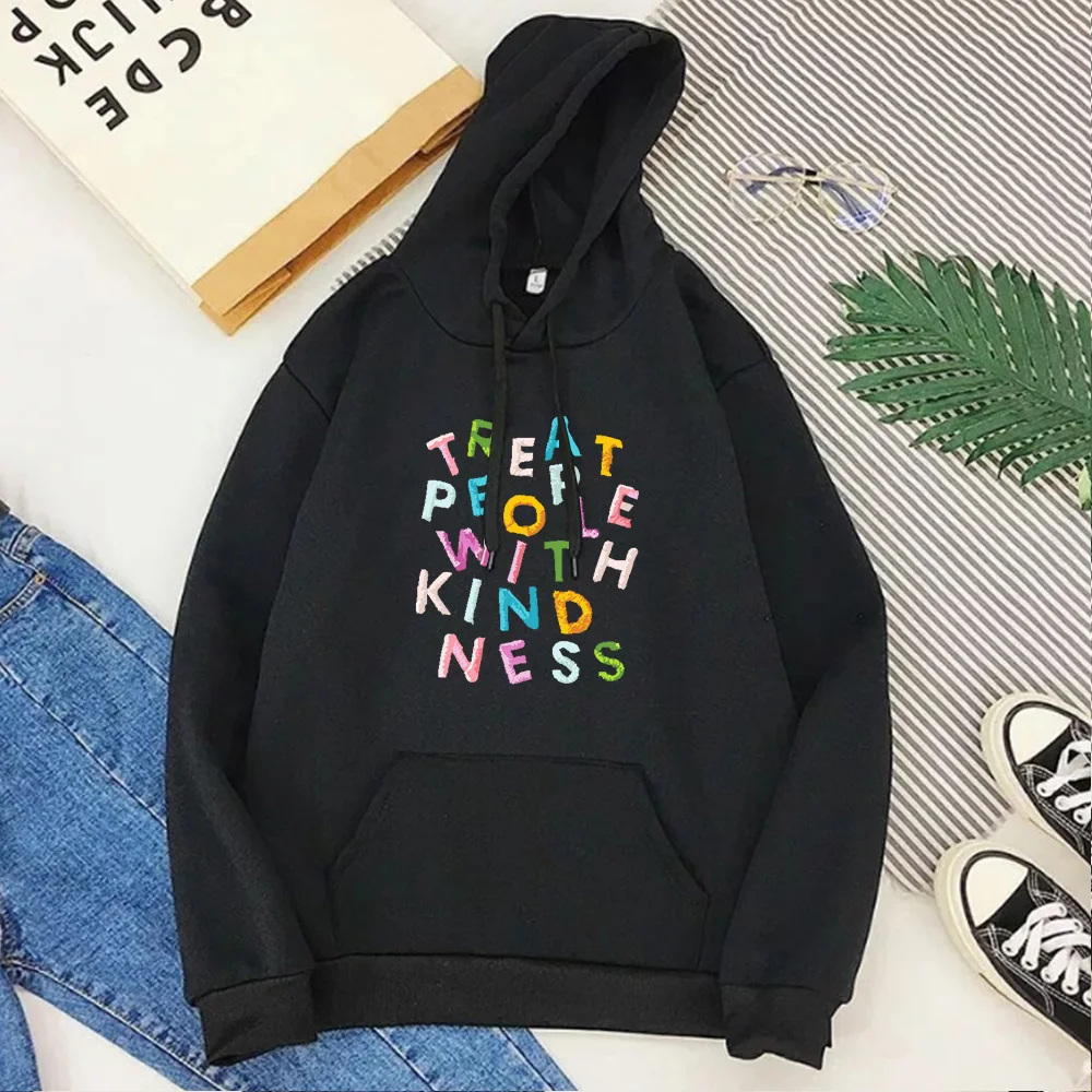 

Treat People with Kindness Hoodies Long Sleeve Fine Line Vintage Shirt Print Oversized Vintage 2021 Men Clothing New