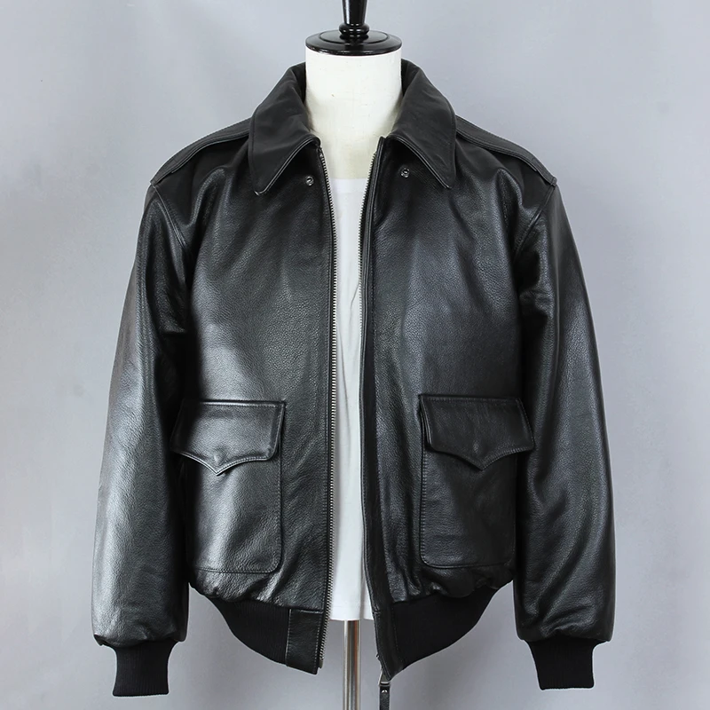 Модная Черная мужская куртка-бомбер из воловьей кожи Air Force модель 2020 года мужское