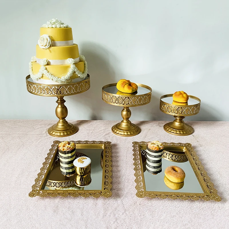 5pcs in set Подставка для торта круглая подставка для кекса металлическая подставка для десерта подставка для торта Золотая - Цвет: 5pcs in set