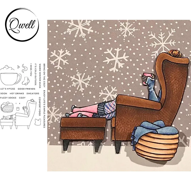 Прозрачные штампы QWELL Relax для скрапбукинга и изготовления карт бумажные изделия