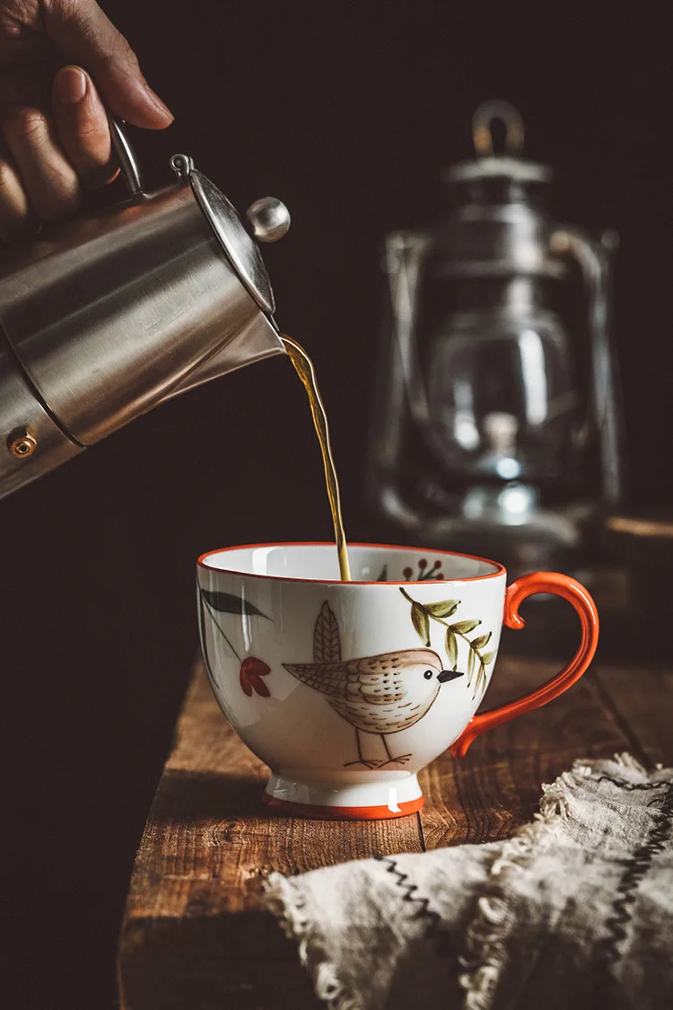 

Nordic Style Retro Ceramic Coffee Mug Teacup Home Breakfast Milk Mug Coffee Cups Mug Hand-painted Animal Water Cup