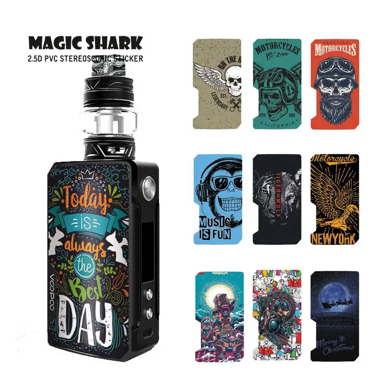 Чехол наклейка из ПВХ для Voopoo Drag 2 с изображением тигра волка мотоцикла|Наклейки