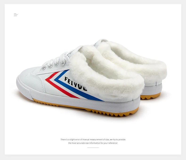 Feiyue Классическая парусиновая обувь 963 перетаскивание Женская обувь Зимняя Утепленная одежда повседневная обувь; тапочки из материала на основе хлопка; удобные, модные, новые