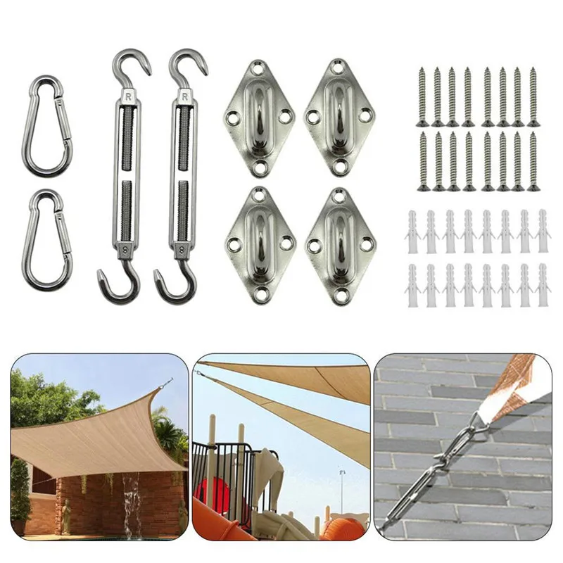 

New 5MM Four Angle Shade Awning Accessory Set Stainless Steel Accessories Four-Corner Shade Sail Awning Accessor