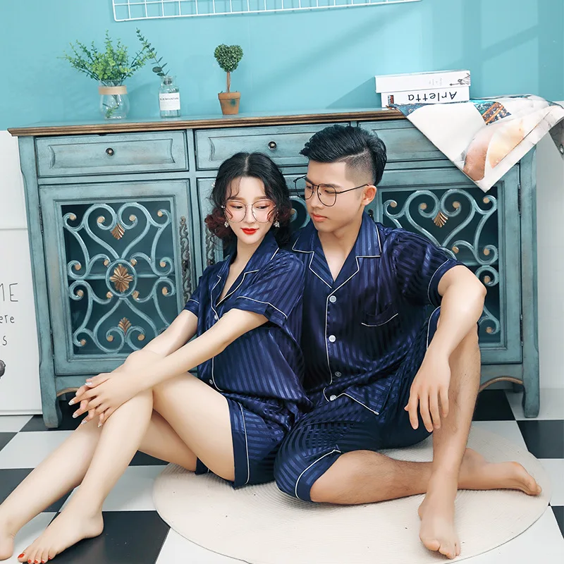 Лето 101 шорты в узкую полоску для пар с коротким рукавом домашнее обслуживание