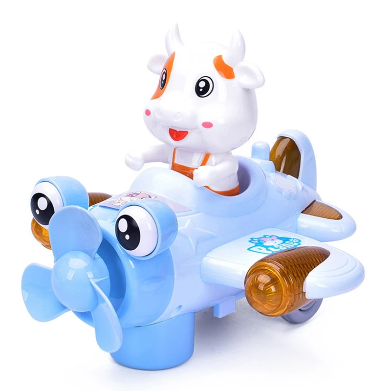 

Kids Electric Cartoon Airplane Glider Model Car Action Toys Child Outdoor Sports Plane Universal Wheel Toy(A)