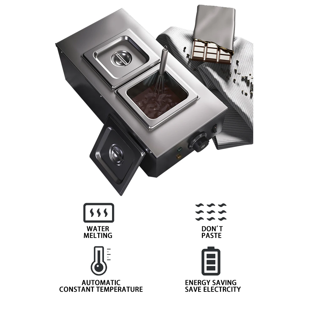 Chocolate Tempering Machine Melting Pot Electric Auto Heater Liquid Warmer Stainless Steel 6L Capacity 2 Tanks 220V | Дом и сад
