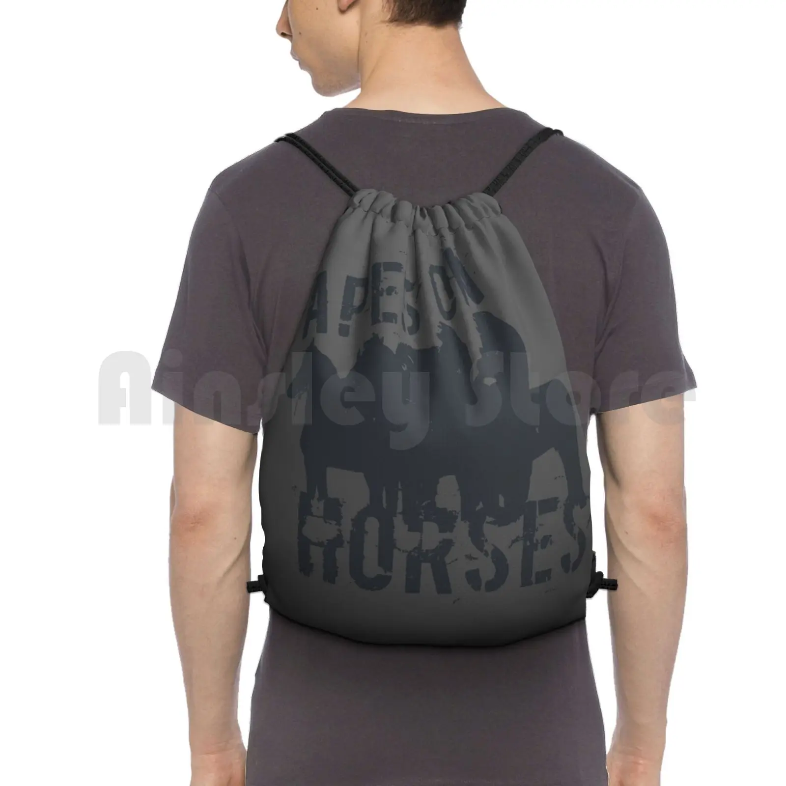 

Apes On Tee-Horses Backpack Drawstring Bag Riding Climbing Gym Bag Dawn Of The Planet Of The Apes Cesar Apes On Horses Film