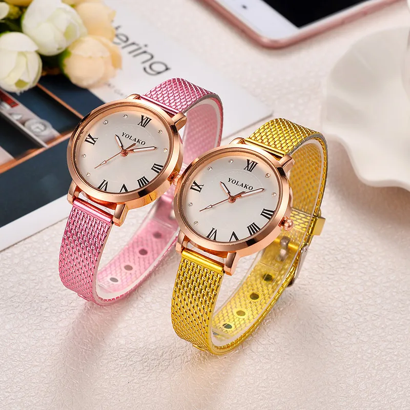 2020 модные наручные часы для женщин стильные повседневные Простые пряжки золотые