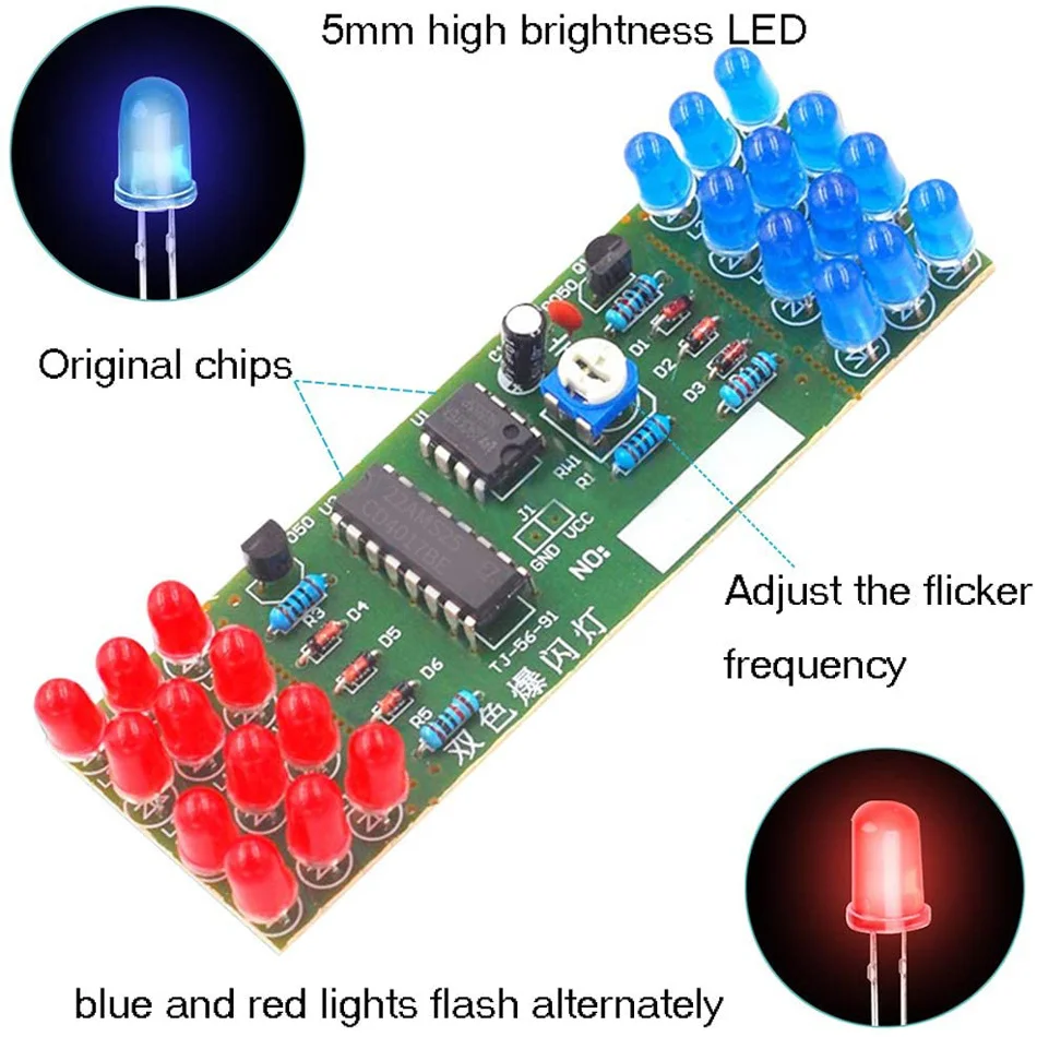 Комплект светодиодных электронных светильников NE555 CD4017 IC красные синие