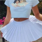 Женская модная юбка с высокой талией на молнии, сексуальная кожаная короткая цветная плиссированная юбка, новинка 2021, однотонная белая юбка yk2