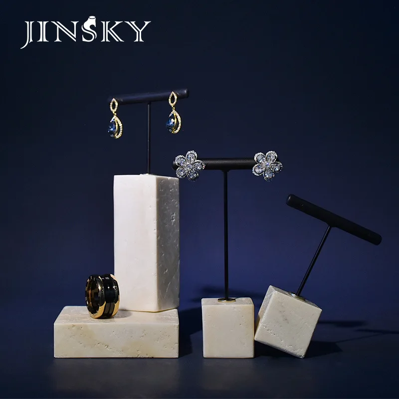 Yellow hole stone earrings rack display rack ring rack supporting light luxury INS style jewelry display photography props