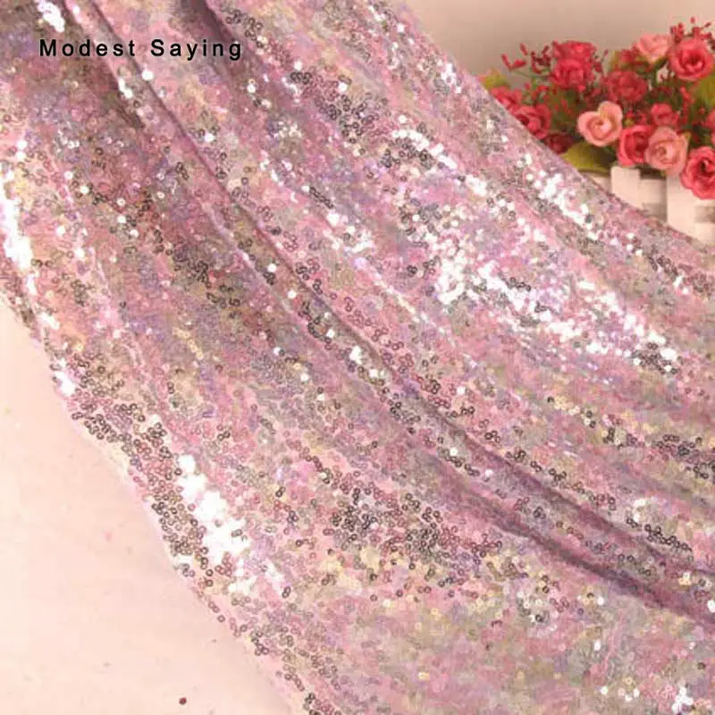 silver and purple 1 ярд рыбные весы симфония Блестки Ткань для вечернего платья Свадебная вечеринка выпускной для DIY 3 мм Ластер блестящая ткань фон сетка - Цвет: silver and purple