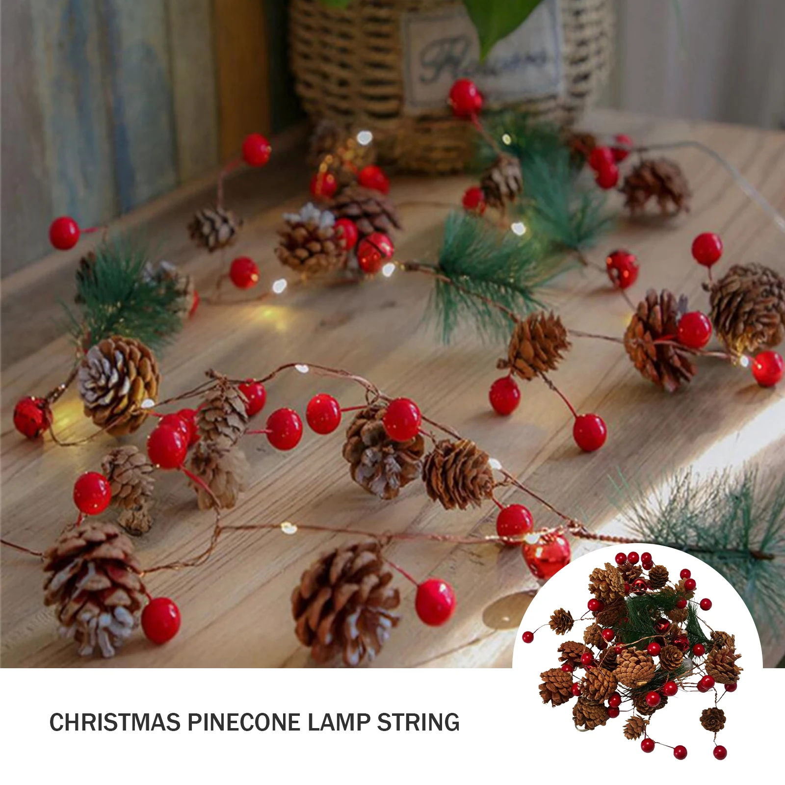 

Christmas Pendant & Drop Ornaments Led Copper Wire Lamp Xmas Pine Cone Light String Party Holiday Decorations