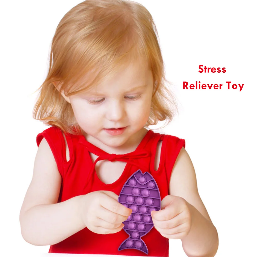 

Fish Shape Push Bubble Fidget Sensory Toy Focus Training Tabletop Game Puzzle Reusable Bubble Popping Game Vent Toy Squeeze Toy