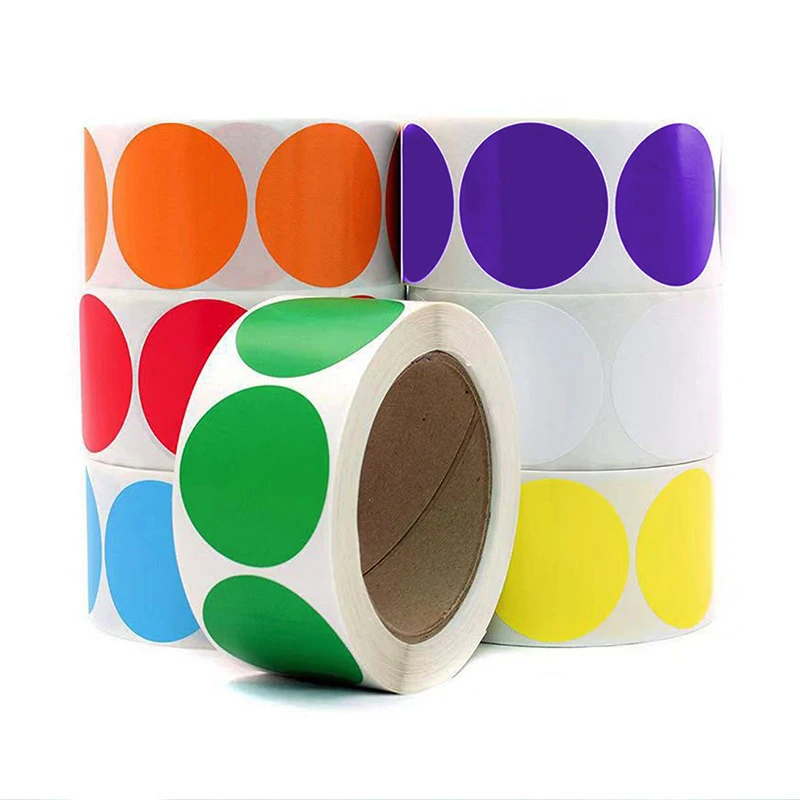 

500Pcs/roll Chroma Label Round Stickers Self-adhesive Packaging Assortment Mark Decorative Label Sticker for Kids Scrapbooking