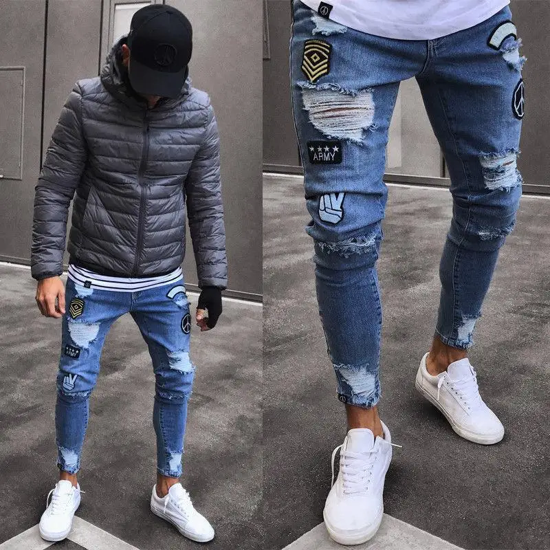Brand Jeans Retro Nostalgia Straight Denim Men Plus Size 28-36 Casual Long Pants Trousers Biker Jean Cartoon cow | Мужская одежда