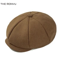 camel wool newsboy hat man solid color tweed warm winter octagonal cap male female baker boy hat mens caps brand 2021 nm09