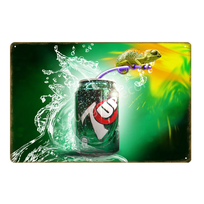 YD1558EI Безалкогольные 7up металлические жестяные знаки 7 UP ВИНТАЖНЫЙ ПЛАКАТ Искусство Настенная Наклейка картина бар паб кафе украшение домашний декор в стиле ретро YI-052 - Цвет: YD1558EI