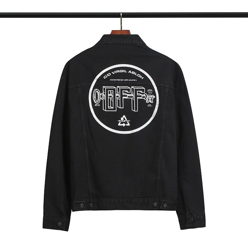 

High quality correct version 20ss ow basic letter wash make old denim jacket