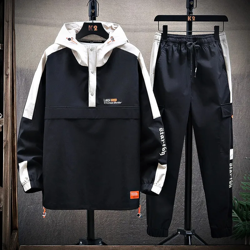 

Men Outfit Set Autumn Men's Hoodie + Sports Trousers Youth Trend Handsome Fashion Men's Two-piece Streetwear Men Tracksuit