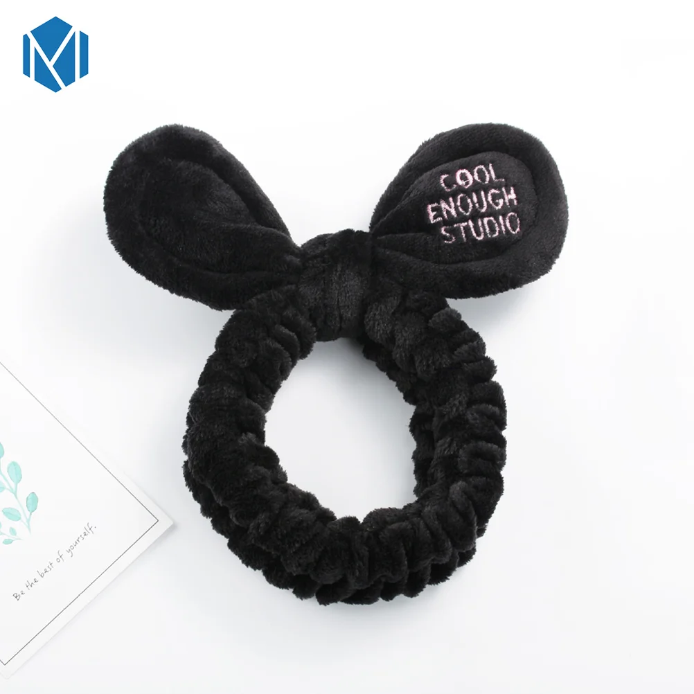 M MISM коралловый флис письмо OMG головные повязки с бантиком для женщин девочек мыть лицо эластичная чалма лента для волос Макияж Аксессуары для волос