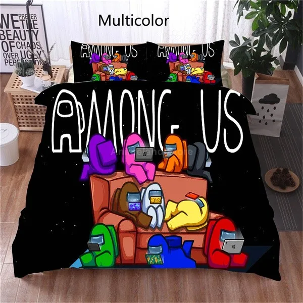 

Game Among Us Child Spead Bedroom Bed Duvet Cover Bedclothes Bedding Set Suit Kid Quilt Cover Cartoon Game 3D Printed Bed 2/3pc